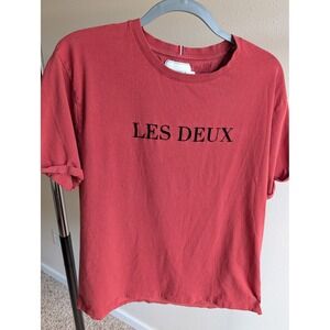 Les Deux Copenhague Mens XL Red Logo Graphic Short‎ Sleeve Cotton T-Shirt